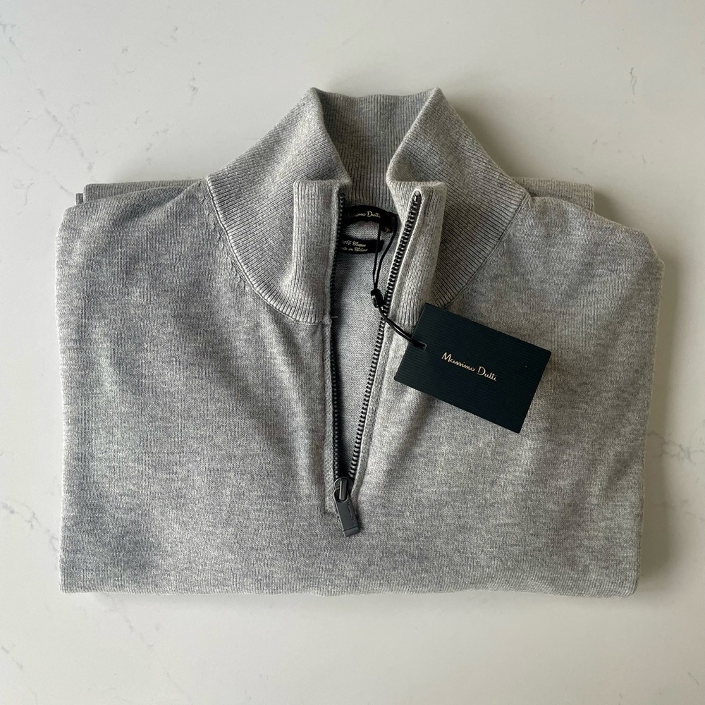 Massimo Dutti Gray Half-Zip Sweater